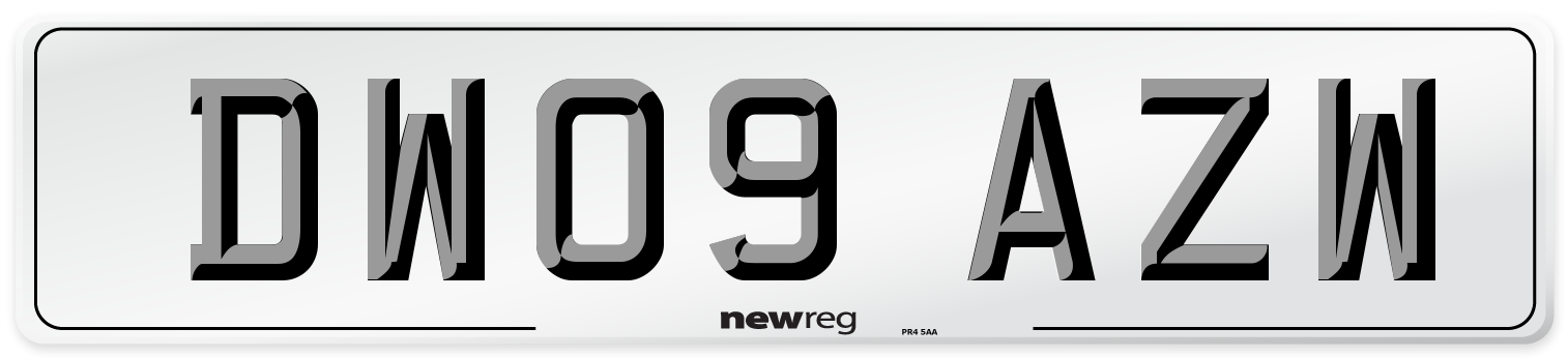 DW09 AZW Number Plate from New Reg